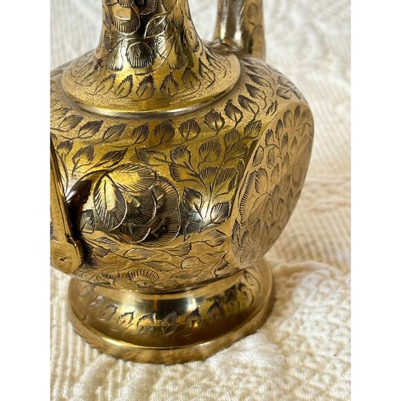 Vintage Indian, Turkish Brass Etched Brass Teapot or Coffee Pot - Picture 5 of 10